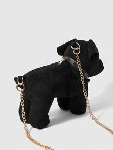 ROMWE Grunge Punk Fashion Personalized Rivet Belt Puppy Bag Chain Slash Shoulder Cute Women's Bag - Black - View 5