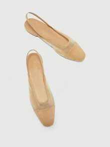 CUCCOO BIZCHIC 女鞋新款拼接网纱小圆头平底鞋后跟凉鞋 - 黃色 - 查看 10