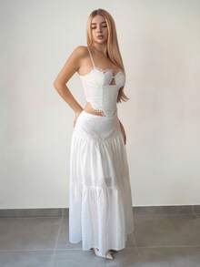 Sweetina Women's Romantic Sexy Vacation Style Hollow Embroidered Bustier Camisole - White - View 7