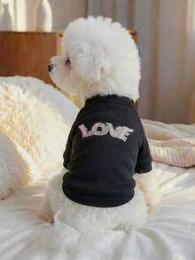 PETSIN Shining "LOVE" Rhinestone Pet Sweater, Universal For Cats And Dogs, Soft And Comfortable Pullover - Black - View 2