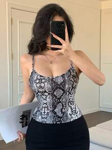 DAZY Women's Snake Skin Print Fitted Backless Camisole - Multicolor - View 5