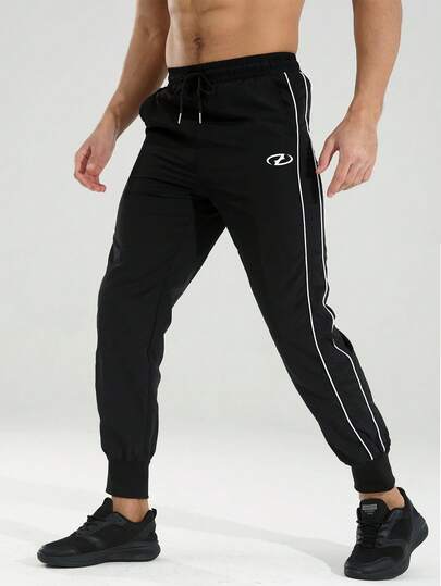 Manfinity Sport Polished Men's Drawstring Waist Casual Versatile Daily Wear & Outdoor Sports Pants