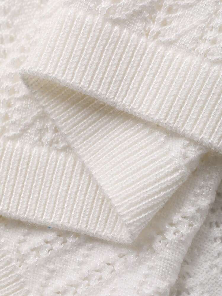 Women's Round Neck Sheer Long Sleeve Knit Top, Spring/Summer