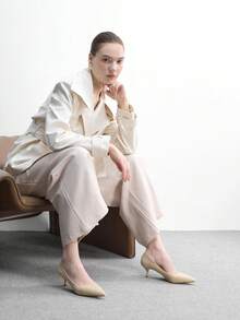 CUCCOO BIZCHIC 女士尖头细高跟中跟鞋，优雅、休闲、舒适、一脚蹬，适合工作、通勤、约会、派对、正式场合。 - 薑色 - 查看 6