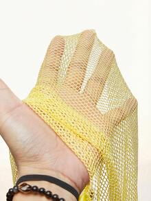 Amplova 女士吊带露背系带网纱装饰吊带背心和迷你裙两件套 - 黃色 - 查看 8