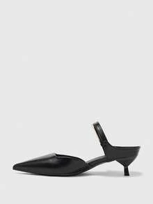 CUCCOO BIZCHIC Pointed Toe Commuter Black Kitten Heel Slip-On Pumps, Versatile Daily Work High Heels For Women Spring Shoes - Black - View 10