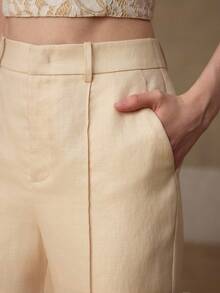 MOTF PREMIUM WOMEN'S LINEN BLEND 7/8 LENGTH SUIT PANTS, CASUAL & DATE WEAR, SPRING/SUMMER - Apricot - View 2