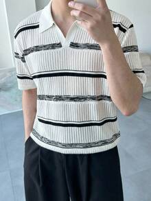 DAZY Men's Striped Polo Collar Half-Zip Knit Top, Summer - Multicolor - View 3