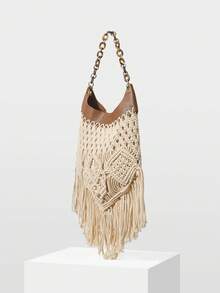 MOTF 时尚度假编织手提袋 - 米色 - 查看 3