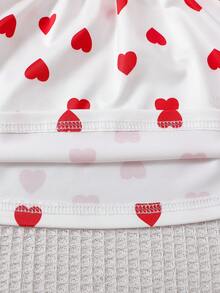 SHEIN Playful Pals Baby Girl Heart Print Round Neck Casual Sleeveless Dress - White - View 6