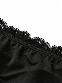 Ocili Shiny Swimwear Lace Lingerie Comfortable Women Thong - Black - View 3