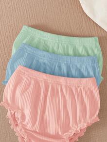 Bộ 3 quần short dệt kim màu trắng, cạp chun, kiểu dáng thường ngày, đa năng cho bé gái. - Nhiều màu - Xem 4