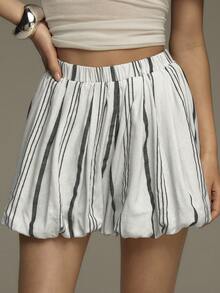 COSMINA Women Striped Elastic Waist Loose Casual Shorts, Versatile For Summer Women's Shorts Summer - Multicolor - View 1