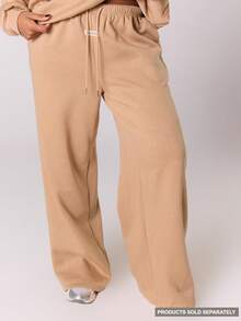 MUSERA Pantalón de chándal de pierna recta con parche con logo, básicos casuales y cómodos para la primavera - Caqui - Ver 1