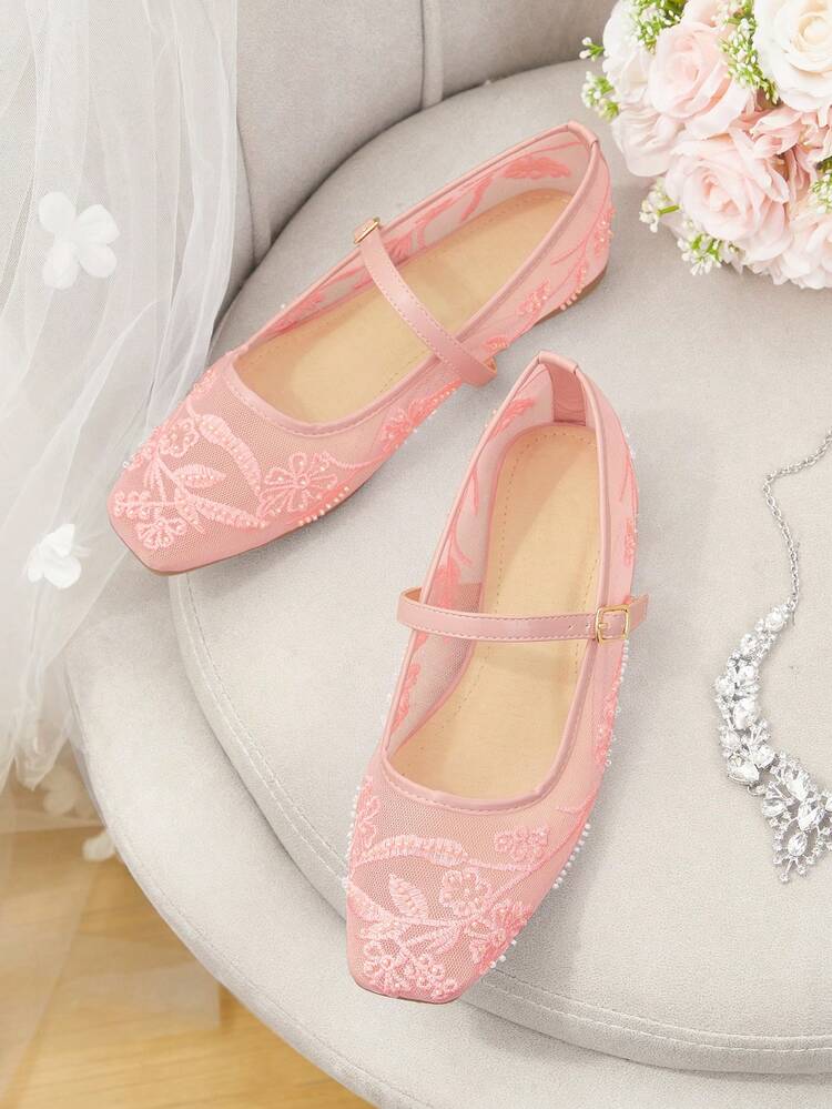 CUCCOO HITCHD Embroidered Comfortable Casual Flat Shoes, Suitable For Daily Commute Elegant Shoes Wedding Shoes Summer Shoes Bride Shoes