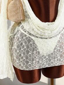 Amplova Bộ bikini hai mảnh gợi cảm dành cho nữ - gồm áo, quần và áo khoác ngoài. - Màu be - Xem 6