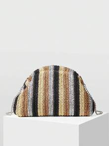 MOTF BOLSO DE MANO CON CADENA TRENZADA PARA VACACIONES DE MUJER - Beis - Ver 2