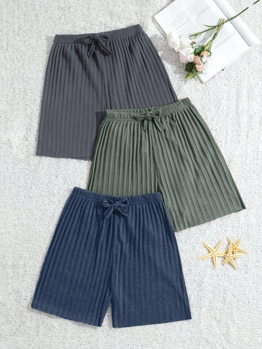 SHEIN Cottnline Juego de 3 paquetes de prendas inferiores para el hogar/pijama multicolor para mujeres - Multicolor - Ver 1