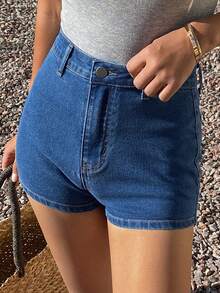 DAZY Women's Casual Washed Pocket Shorts, Summer - Medium Wash - View 6