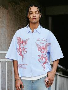 PAVTROS 男士短袖前开襟休闲夏季衬衫 - 彩色 - 查看 6