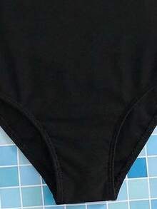 Emery Rose Kids Emery Rose Kids Young Girls Ruffled Bowknot One-Piece Swimsuit, Matching Sister Set Little Girl Swimwear Girls Bows Swim - Black and White - View 7