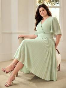 MOTF PREMIUM 优雅褶裥中长连衣裙，春夏款 - 薄荷綠 - 查看 6