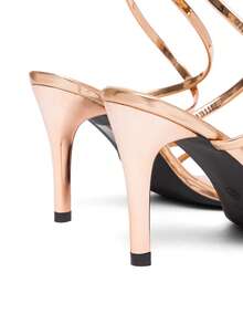 CUCCOO SZL Sandalias de tacón alto y plataforma con tira de tobillo con rhinestones para mujer, adecuadas para citas, reuniones, fiestas, bodas y otras ocasiones - Champán 5 - Ver 8