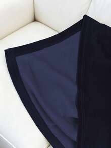 Franclia 优雅休闲丝绒V领长袖T恤，香槟色，秋冬款 - 藏蓝色 - 查看 3