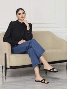 Sleekvia Women Shoes Summer Cross Band Round Toe Flat Bottom Outfit Versatile Black Brown - Black - View 6