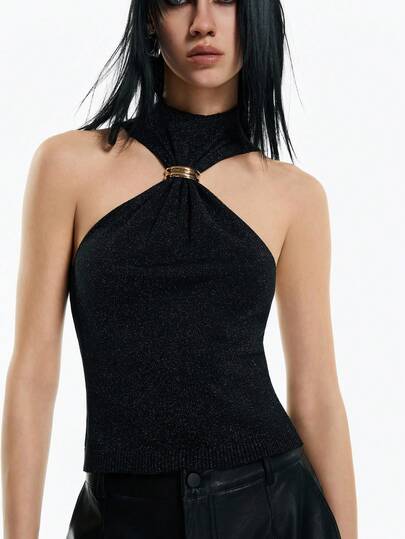 Airlisse 女士露背收腰亮片针织背心