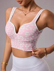 Dewbera 无缝豹纹运动文胸吊带衫 - 彩色 - 查看 8