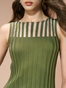 Revavyn Women's Color Block Fitted Casual Everyday Top - Army Green - View 6