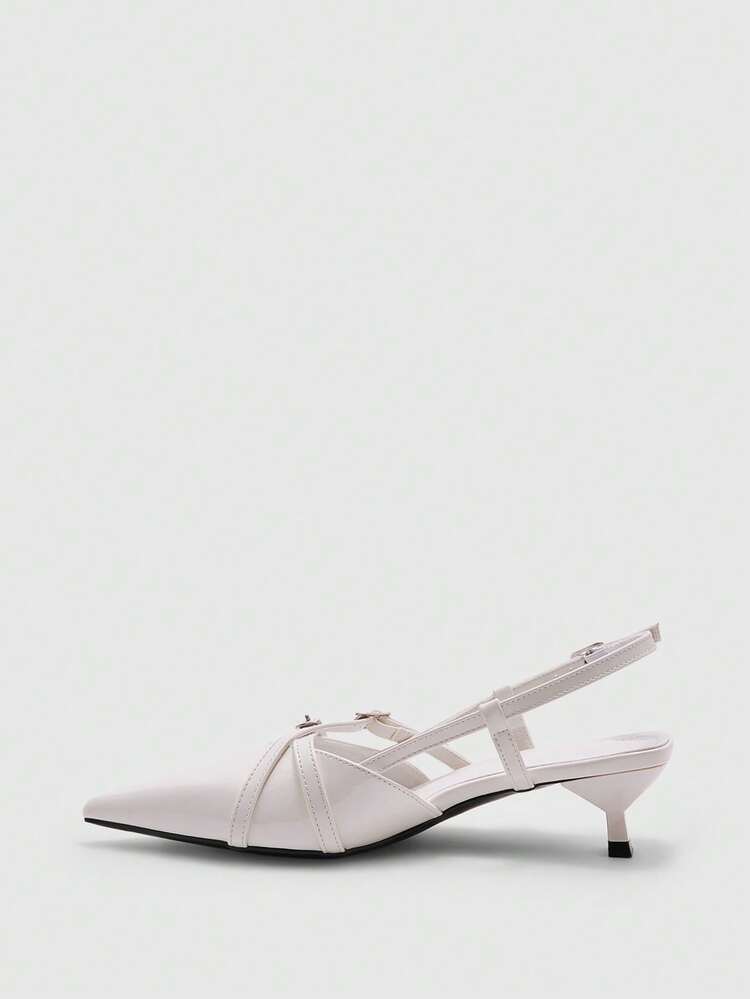 CUCCOO BIZCHIC Women's Pointed Toe Criss-Cross Strap Comfortable High Heel Pumps, Black & White, Versatile For Work & Daily Wear Spring Shoes