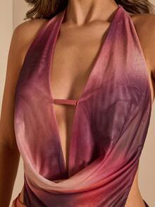 SHEIN BAE Women's Backless Bodycon Mini Dress, Sexy Halter Neck Clubwear Dress - Multicolor - View 7