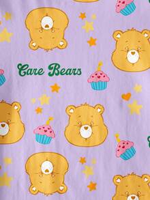 SHEIN X Care Bears 少女休闲小熊印花短袖T恤 - 白色 - 查看 4