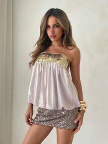 Aloruh 杏色3D立体花卉露背吊带背心，优雅性感，适合派对和外出穿着 - 杏色 - 查看 4