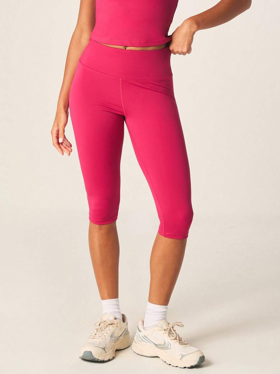 MISSGUIDED Quần legging thể thao cạp cao màu hồng đậm chất liệu co giãn, thích hợp cho nữ tập thể dục, yoga, chạy bộ và luyện tập. - Đỏ - Xem 1