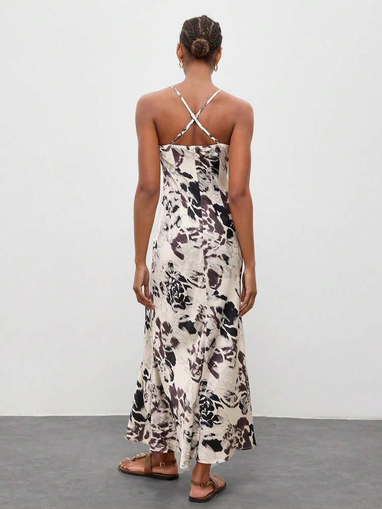 SHEIN Maija Outfit Deas For Dress,Women's V-Neck Sleeveless Allover Print Midi Dress, Fashionable Summer,Summer Outfits Festival Outfits For Women,Holiday Outfits For Women ,Summer Holiday Outfits Women's Summer Dresses Women Clothes Dress,Summer Dresses For Women