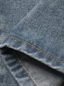 FRIFUL Women's Cotton Blend Back Panel Rhinestone Embellished Casual Straight Leg Jeans - Blue - View 7