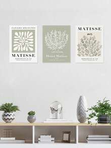 SHEIN 3pcs_Set Luxury Canvas Print Posters, Golden And White Leaves Canvas Wall Art Paintings, Artwork Wall Painting For Living Room Bedroom Bathroom Office Hallway Wall Decors, No Frames Christmas For Holiday Gift Giving - Multicolor - View 1