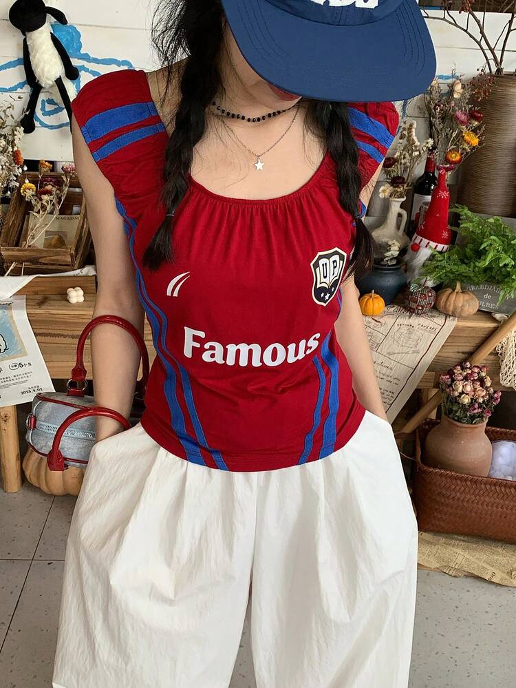 Women's Korean Style Sporty American Street Colorblock Striped Tank Top