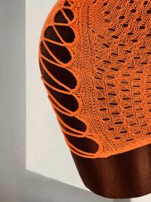 Amplova 镂空露背针织连衣裙 - 橘色 - 查看 7