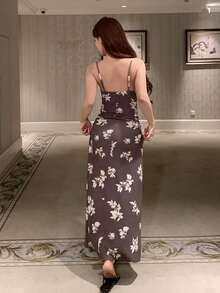 DAZY Women's Sleeveless Allover Print Casual Comfortable Breathable Nightgown - Apricot - View 2