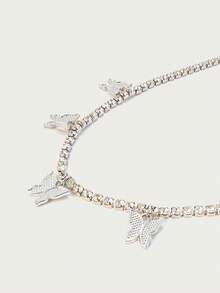 Glisma 1pc Diamond Butterfly Pendant Necklace Suitable For Women - Silver - View 5