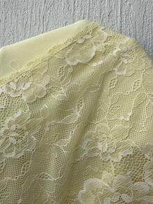 Aloruh Camiseta de mujer nueva de color amarillo sólido con parches de encaje, estilo halter sin espalda con lazo, adecuada para vacaciones y playa - Amarillo - Ver 8