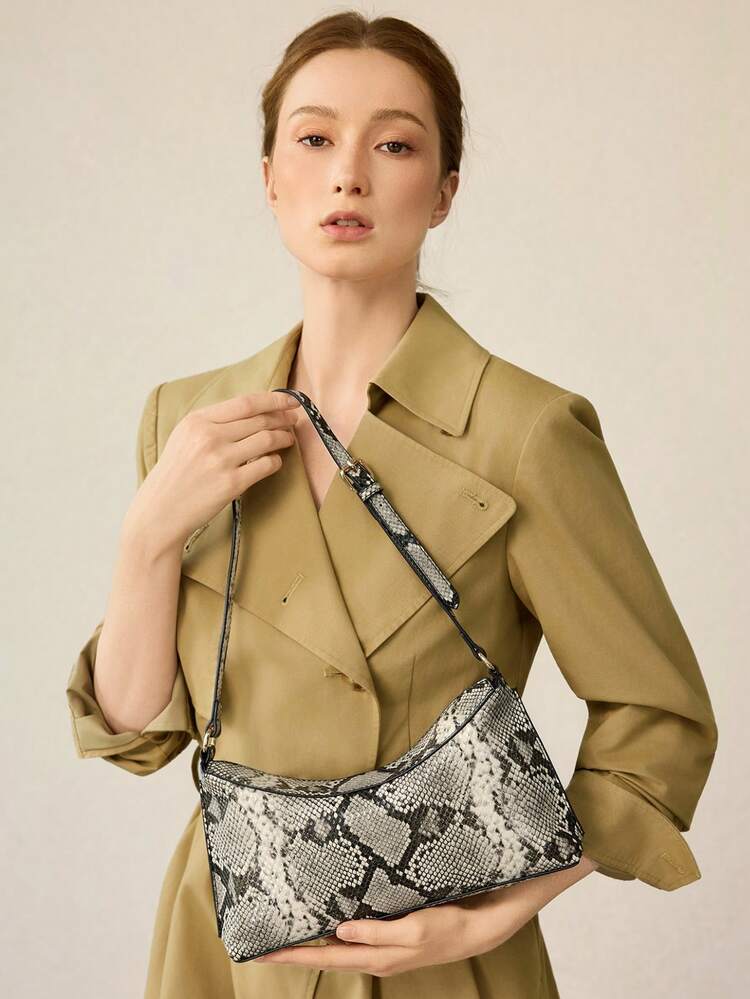 Women's Fashion Commuter Snake Skin Pattern Shoulder Bag