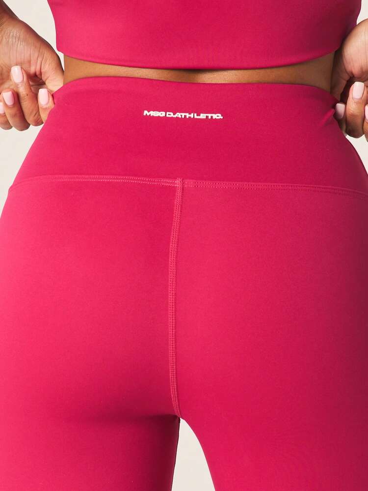 MISSGUIDED Leggings capri fitness in tessuto elasticizzato ad alta vita di colore rosa shocking, adatti per donne per fitness, yoga, corsa e allenamento