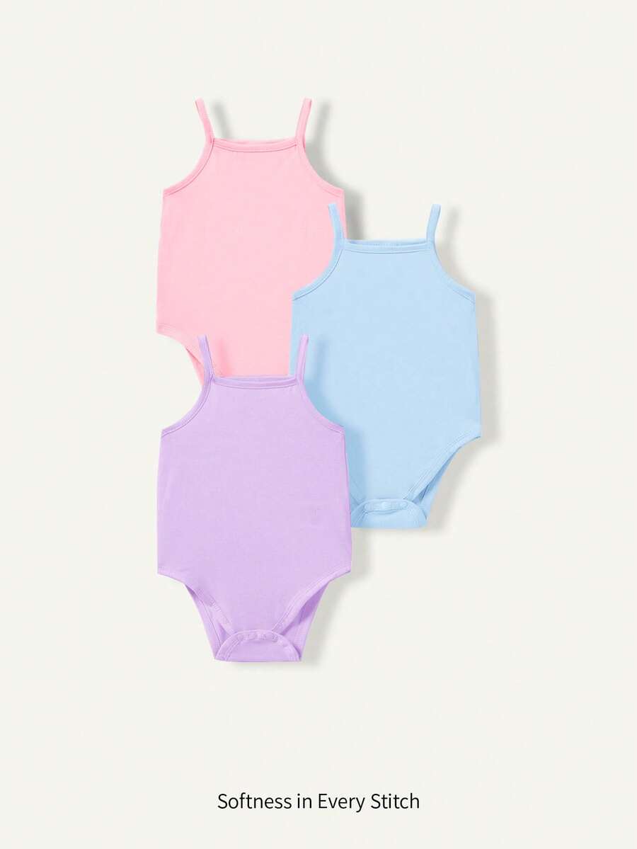 Cozy Pixies Conjunto de 3 piezas/Set de body de tirantes de punto de unicolor suave para bebé niña - Multicolor - Ver 1