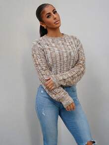 SAYEHFBABY 女士休闲圆领套头毛衣，秋冬 - 紅白色 - 查看 5