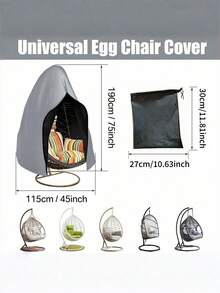 1PC Egg Patio Hanging Egg Chair Cover Outdoor Swing Egg Chair Cover Waterproof Anti-Dust With Zipper 210D Oxford Fabric Veranda Garden Lawn Chair Protector Furniture Accessory 115x190cm/230x200cm - Grey - View 3